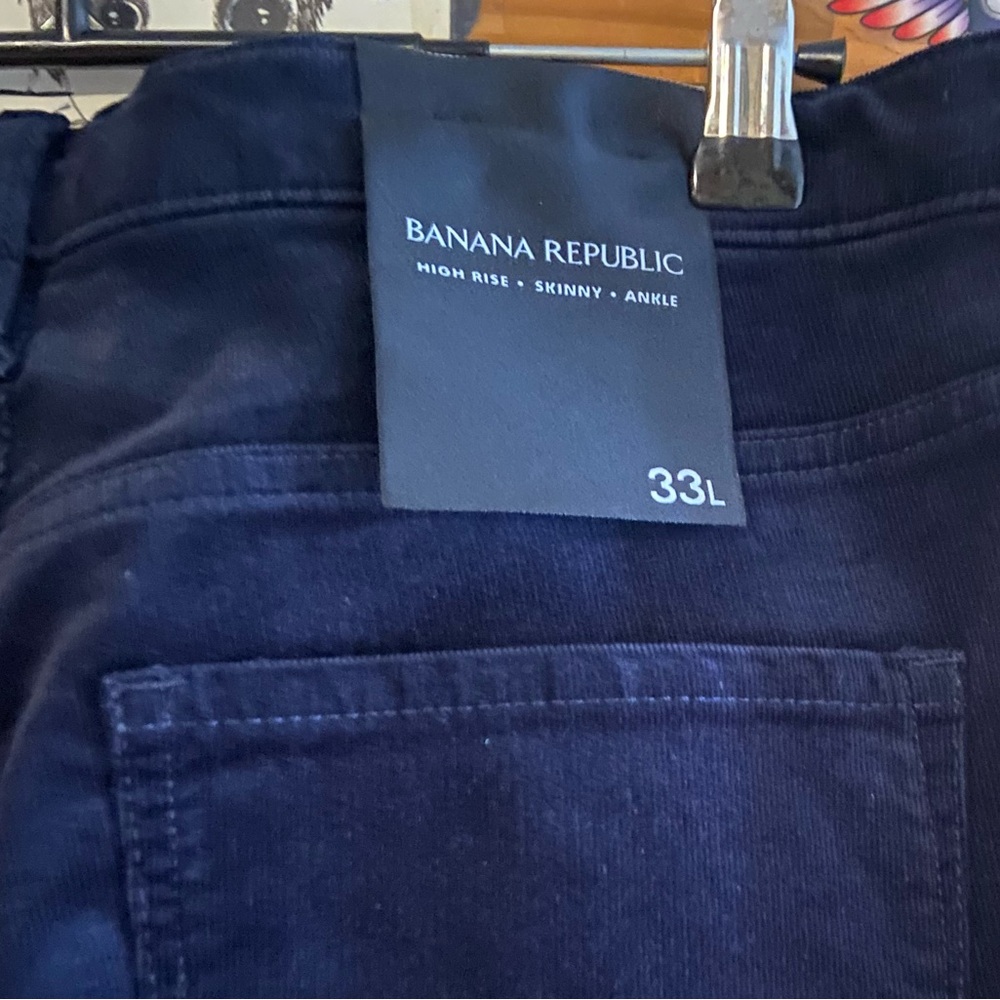 Banana Republic Corduroy Pants Womens 33 Long High Rise Skinny  Black NWT - Picture 5 of 6